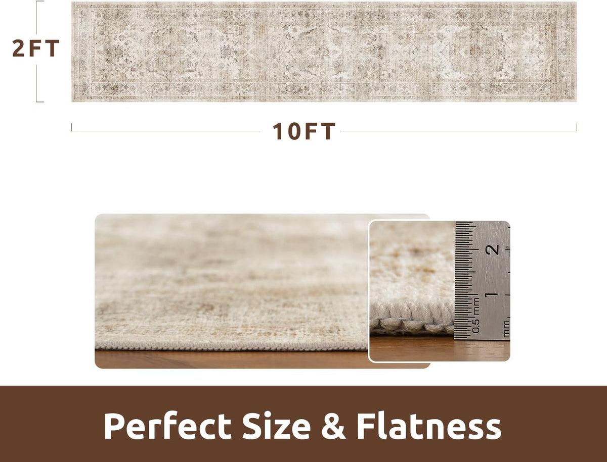 AMOAMI-2X10 Runner Rug-Washable Runners for Hallways-Soft Non Slip Bedside Rugs for Bedroom-Vintage