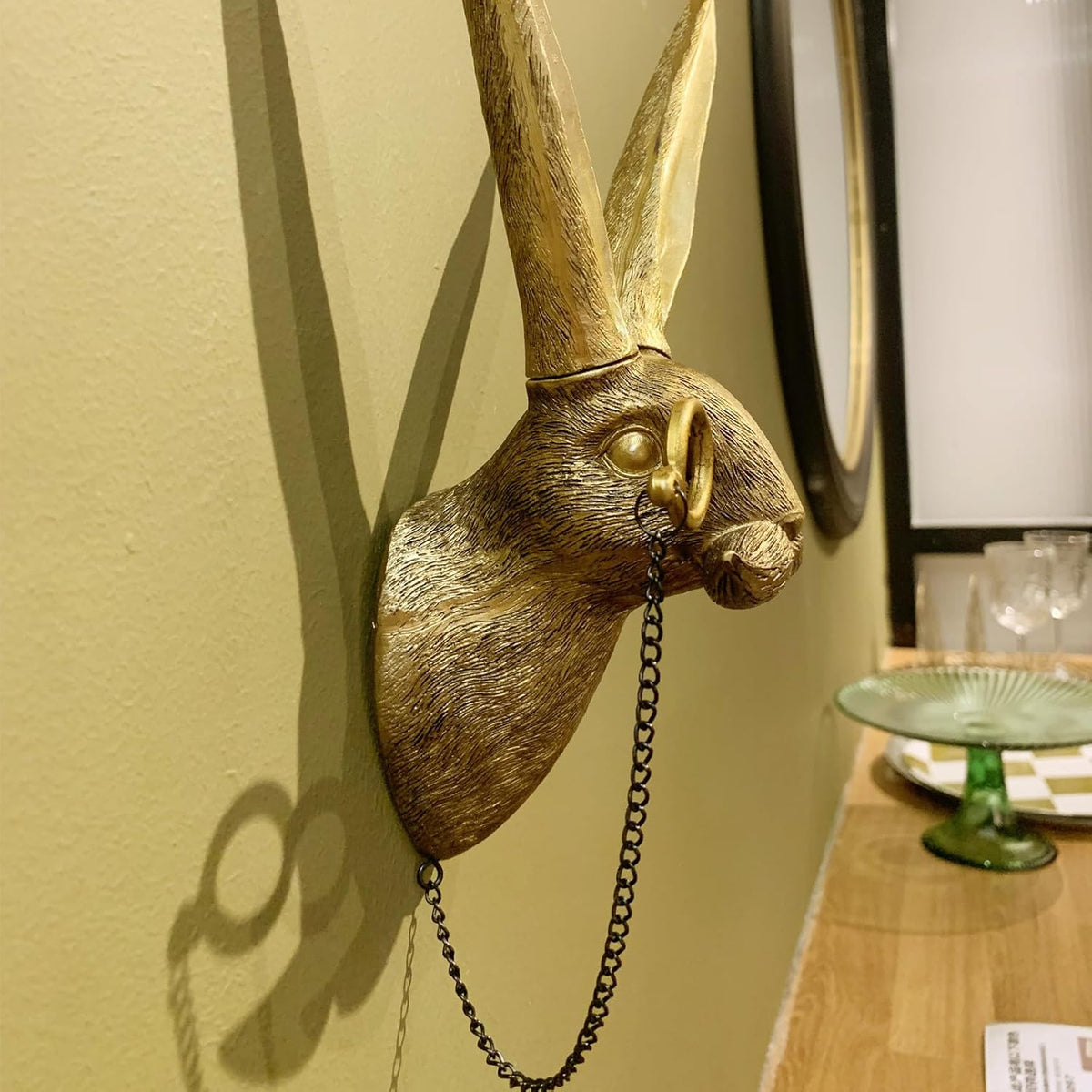 GUASDIE Animal Heads Wall Decor, Faux Deer & Rabbit Heads, Resin Animal Wall Hanging Decoration for