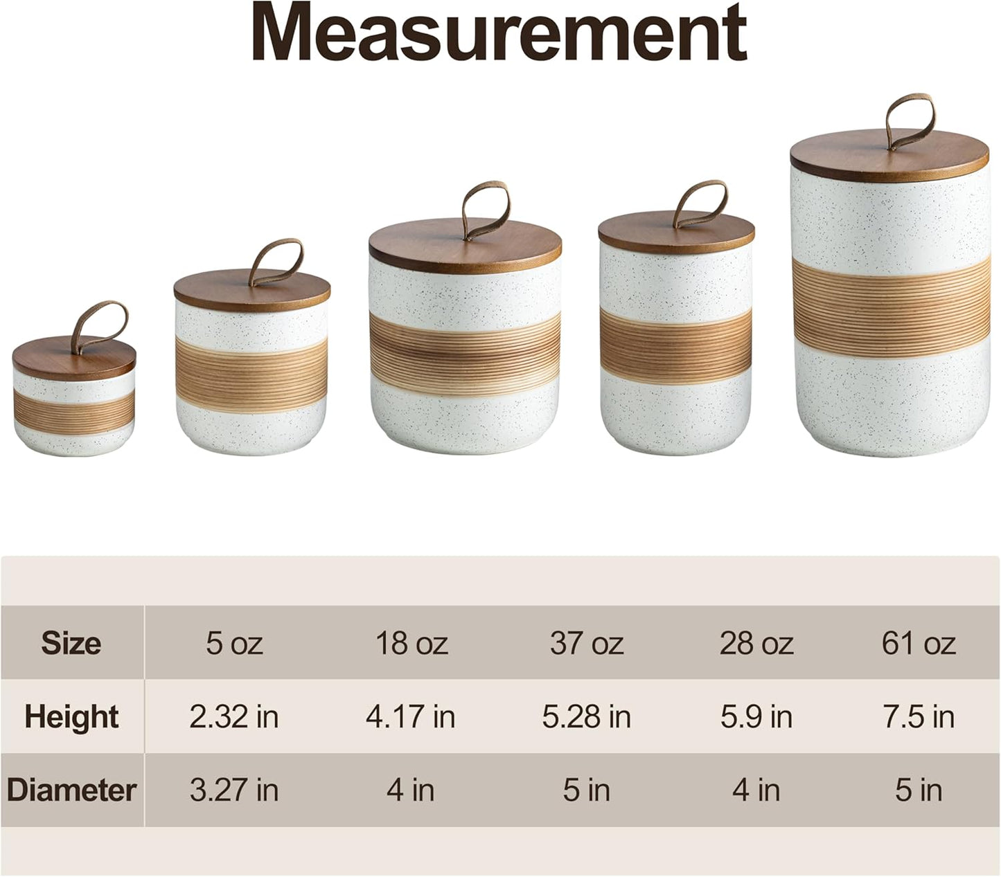 Ceramic Jar with Lid, Coffee Container Kitchen Food Storage Jars for Spice Sugar Tea Bag, Stackable