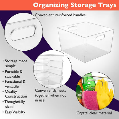 ClearSpace Clear Plastic Storage Bins – XL 6 Pack Perfect Kitchen or Pantry Organization Fridge