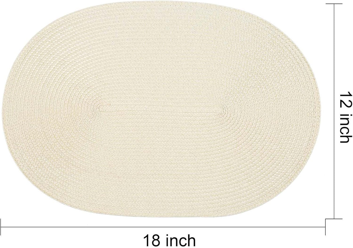 AHHFSMEI Placemats Set of 8 for Dining Table Washable Woven Vinyl Non-Slip 18x12 inches Placemat