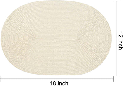 AHHFSMEI Placemats Set of 8 for Dining Table Washable Woven Vinyl Non-Slip 18x12 inches Placemat
