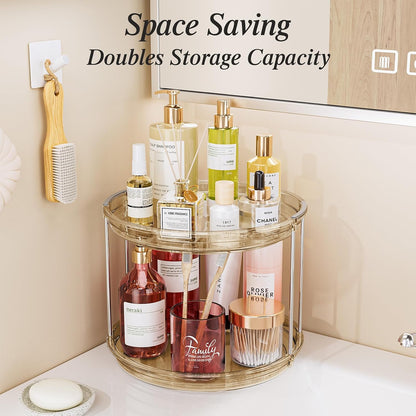 LAMU 2 Pack 2 Tier Lazy Susan Turntable Organizer 10.6'' Rotating Spice Rack Organization for