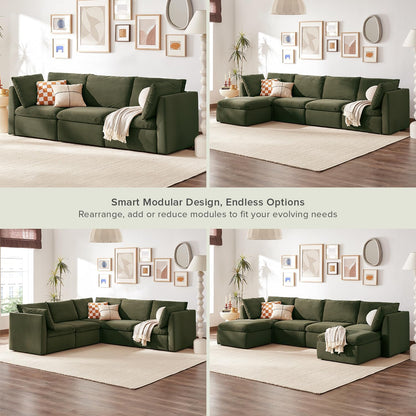 mopio Oversized Modular Sectional Sofa with Fully Removable Covers and Storage, Convertible U