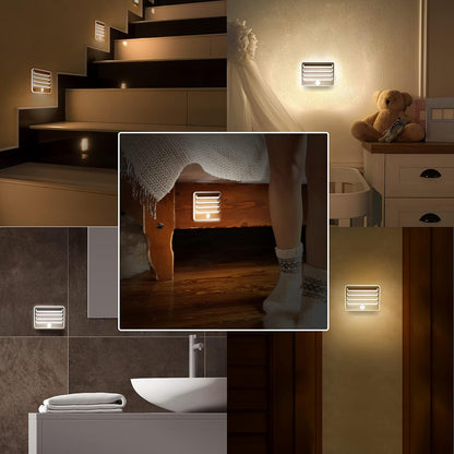 EverBrite Motion Sensor Night Lights, LED Soft Warm Light, Battery Powered Auto Stick-On Night