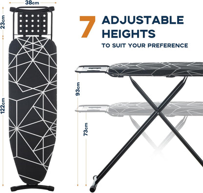 Ironing Board 43x13, Compact Iron Board Full Size with Heavy Duty Iron Rest, Thick Padded Cover
