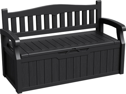 Greesum 80 Gallon Storage Bench Outdoor Deck Box with Armrest, Patio Furniture,Lockable, Waterproof