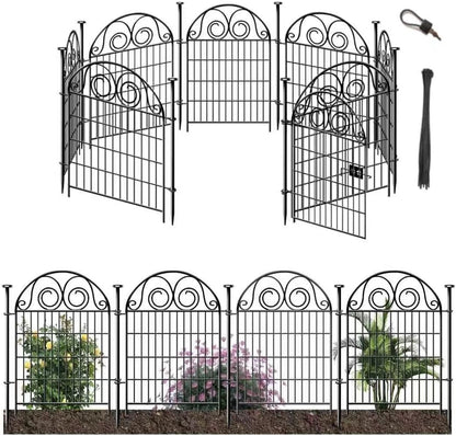 Tall Garden Animal Barrier Fence With Gate, 40 in(H)×27 in(L) 8 Panels Dog Digging Fences Barrier