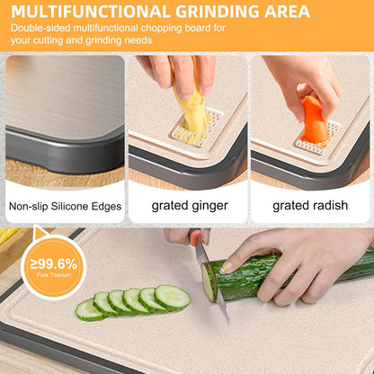 Titanium Cutting Board for Kitchen，Suitable for Handling Meat and Vegetables，Cutting Board Double