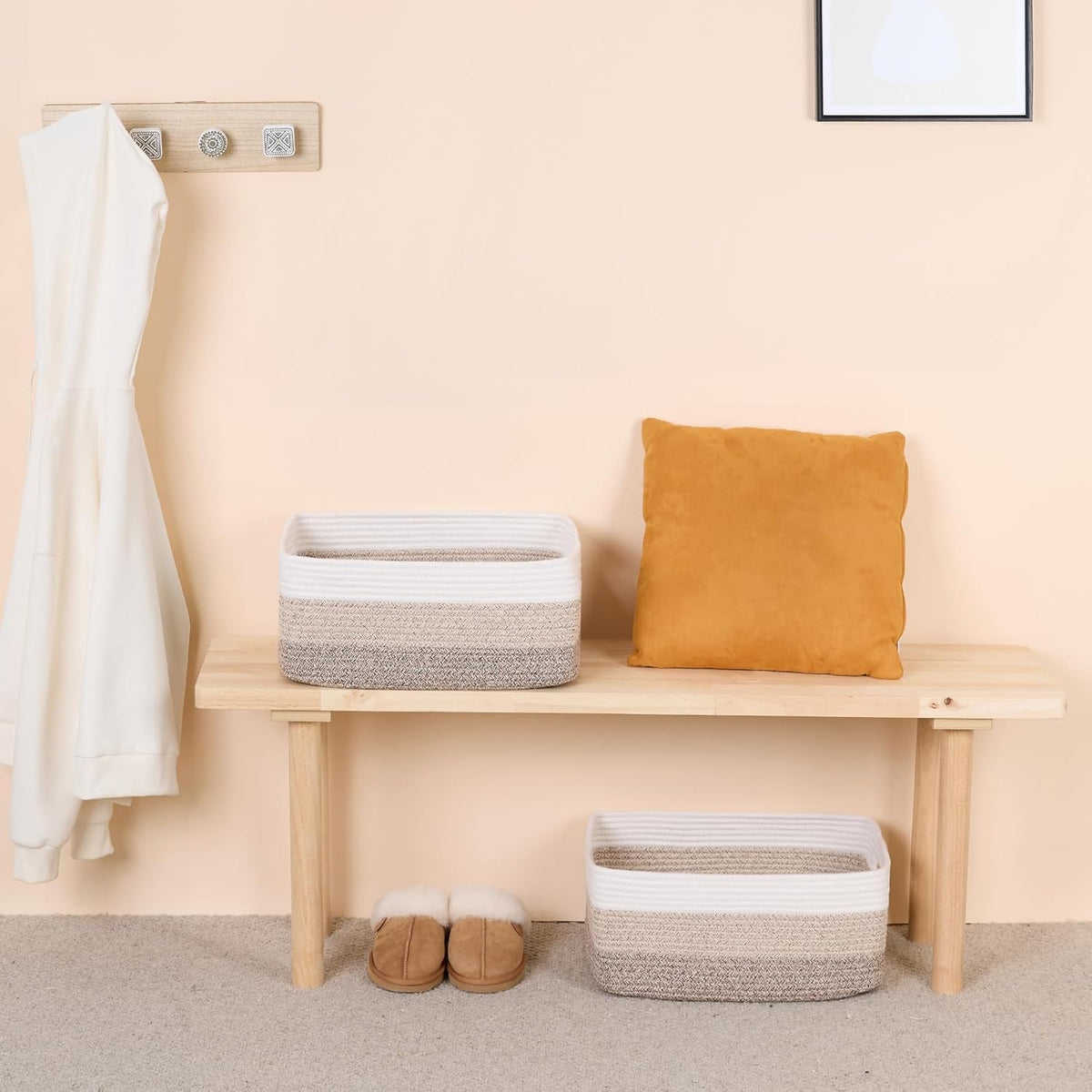 Large Storage Baskets for Shelves, Closet Organizers Bins for Clothes Blanket Towels, Baby Nursery
