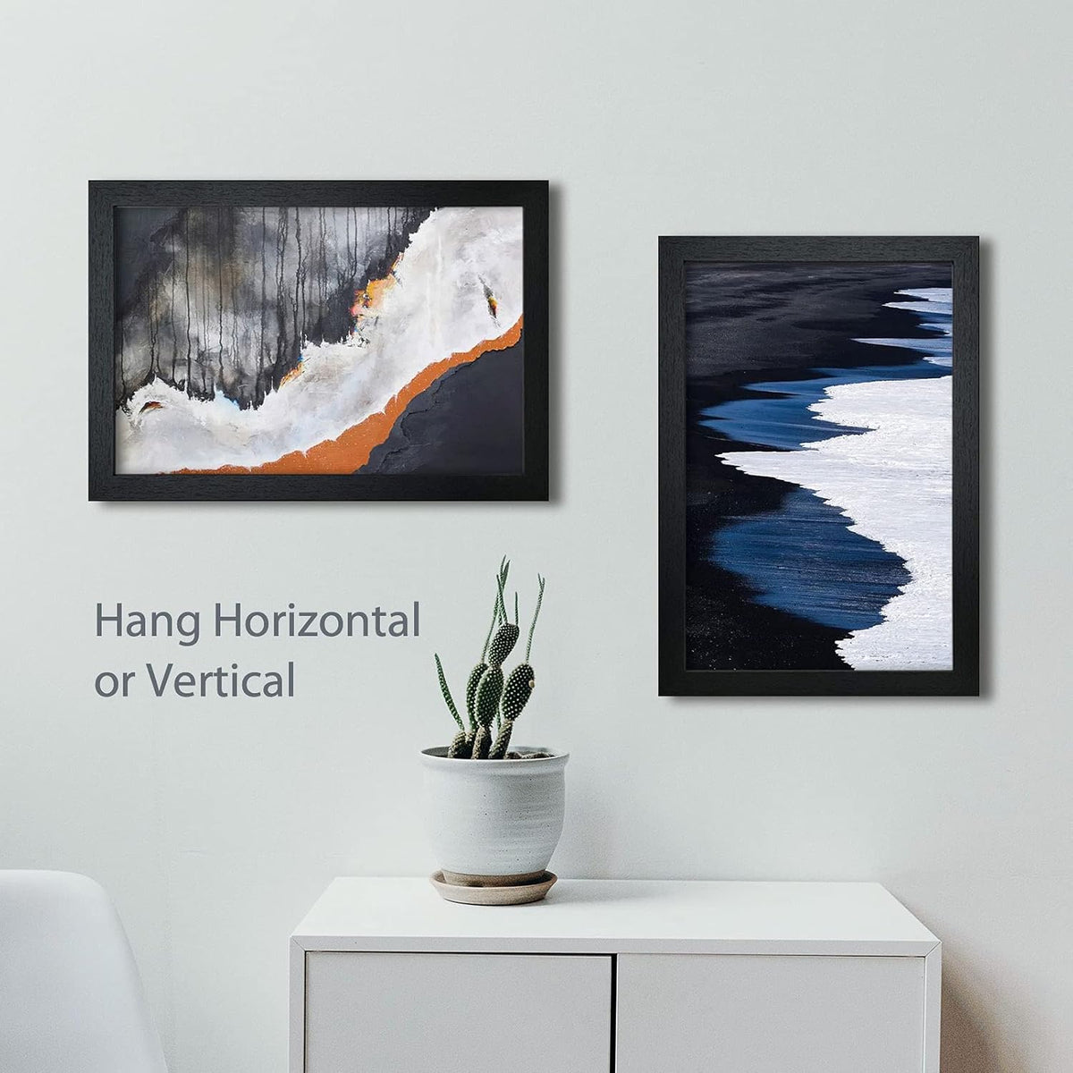 VCK Poster Frames 13x19 Black 3 Pack, Solid Wood Picture Frames for Wall Mounting Hanging Art and