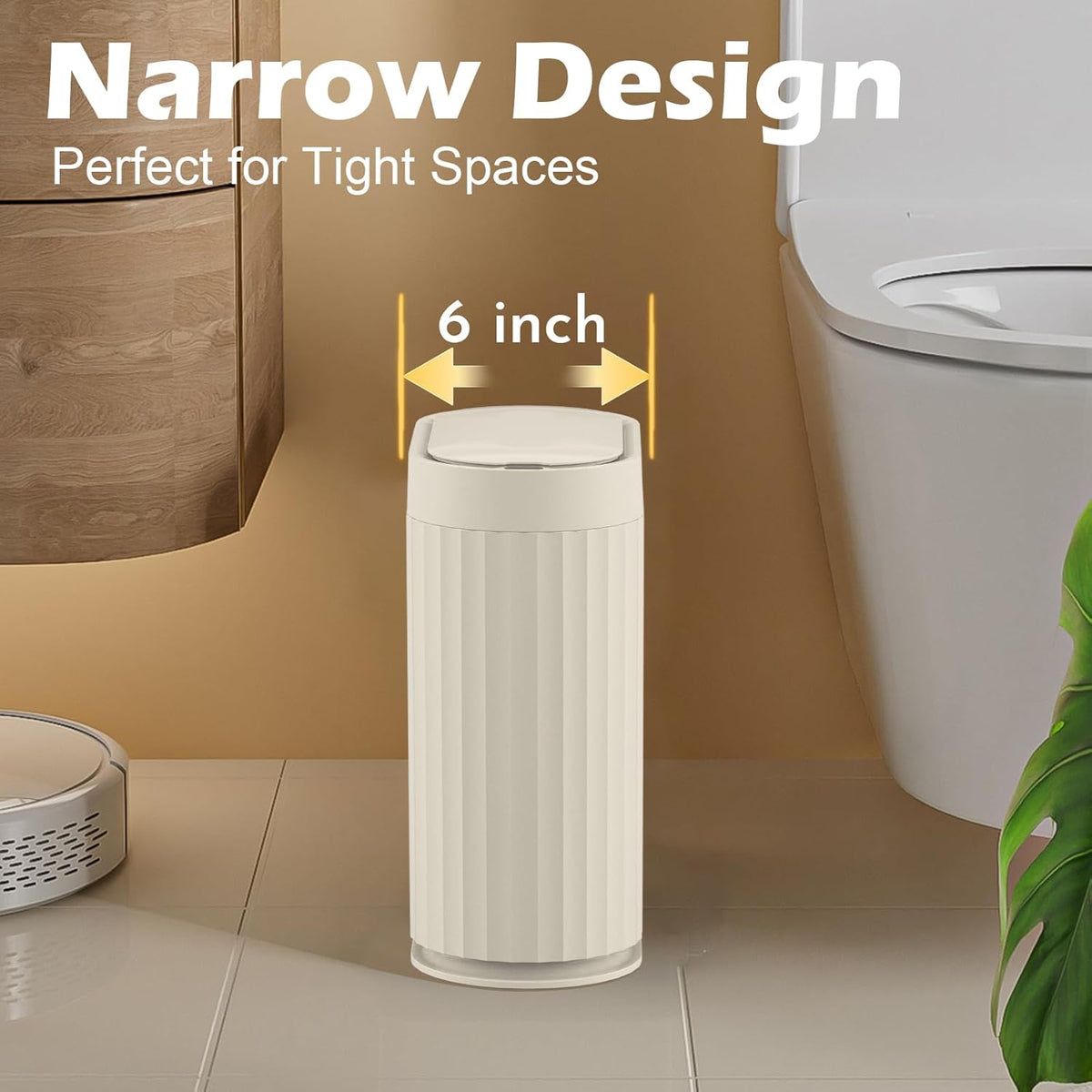 ELPHECO 2 Gallon Sensor Trash Can - 7.5L Waterproof Motion Sensor Trash Can, Automatic Bathroom