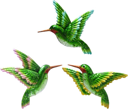 J-Fly Glass Hummingbird Wall Art Outdoor Hummingbird Decor Metal Fence Decorative Hummingbird