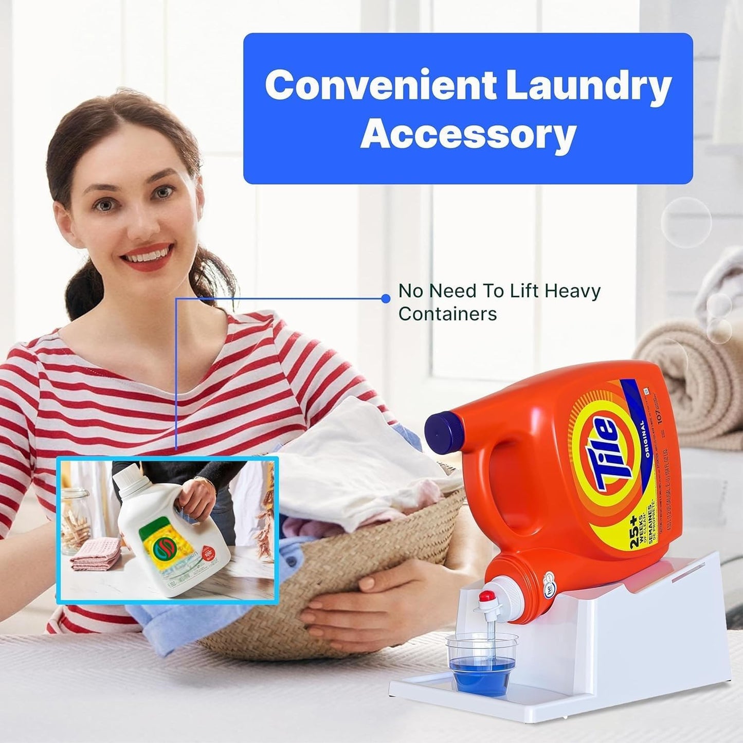 TidyFriend No-Spill Liquid Laundry Detergent Dispenser Holder, Laundry Soap Dispenser Holder with