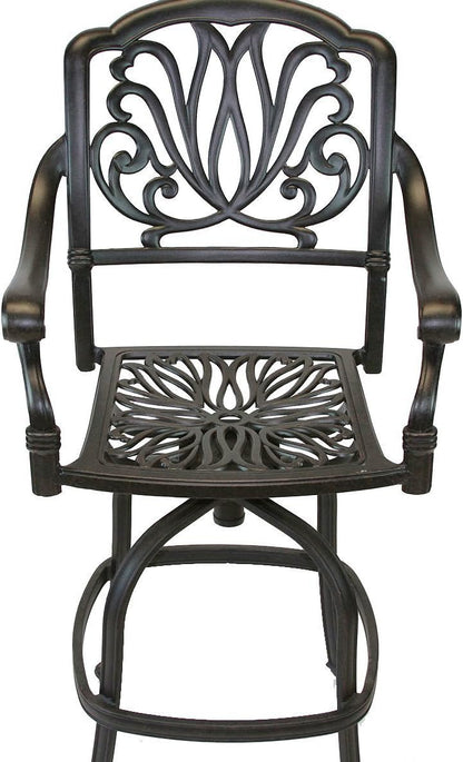 Elizabeth Cast Aluminum Powder Coated 5pc Party Bar Set with Party Bar Table - Antique Bronze