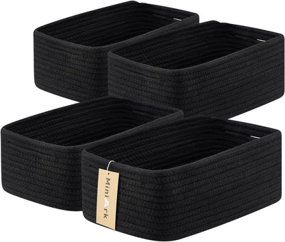 Small Storage Baskets for Organizing | Closet Organizer Bins | Shelf Toy Basket | Woven Rope