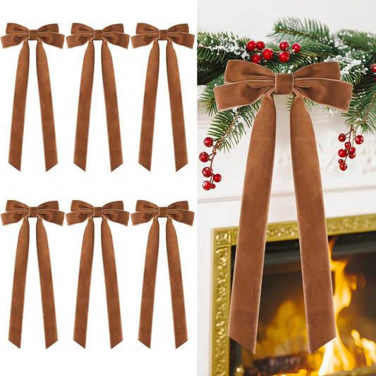 Senjie Velvet Large Christmas Bows for Staircase Garland Wreath, 20in x 8in Vintage Ribbon Bows