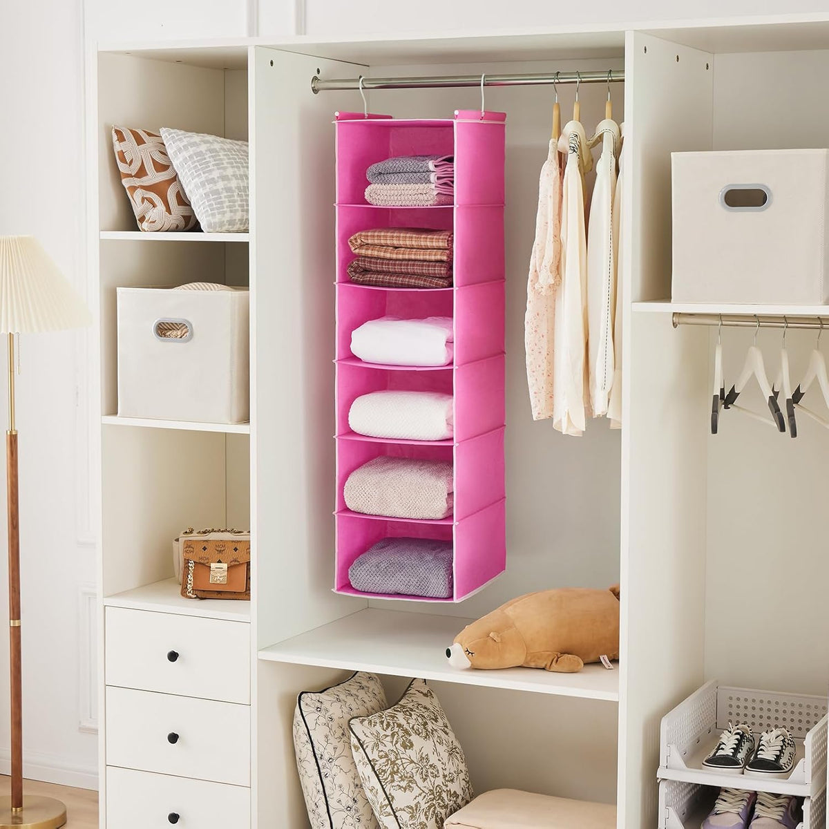 MAX Houser 6-Shelf Hanging Closet Organizer, Hanging Storage Shelves with 2 Sturdy Hooks