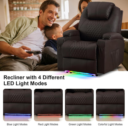 AHMED Power Recliner Chair with Vibration Massage & Heat for Adults, Faux Leather Home Theater