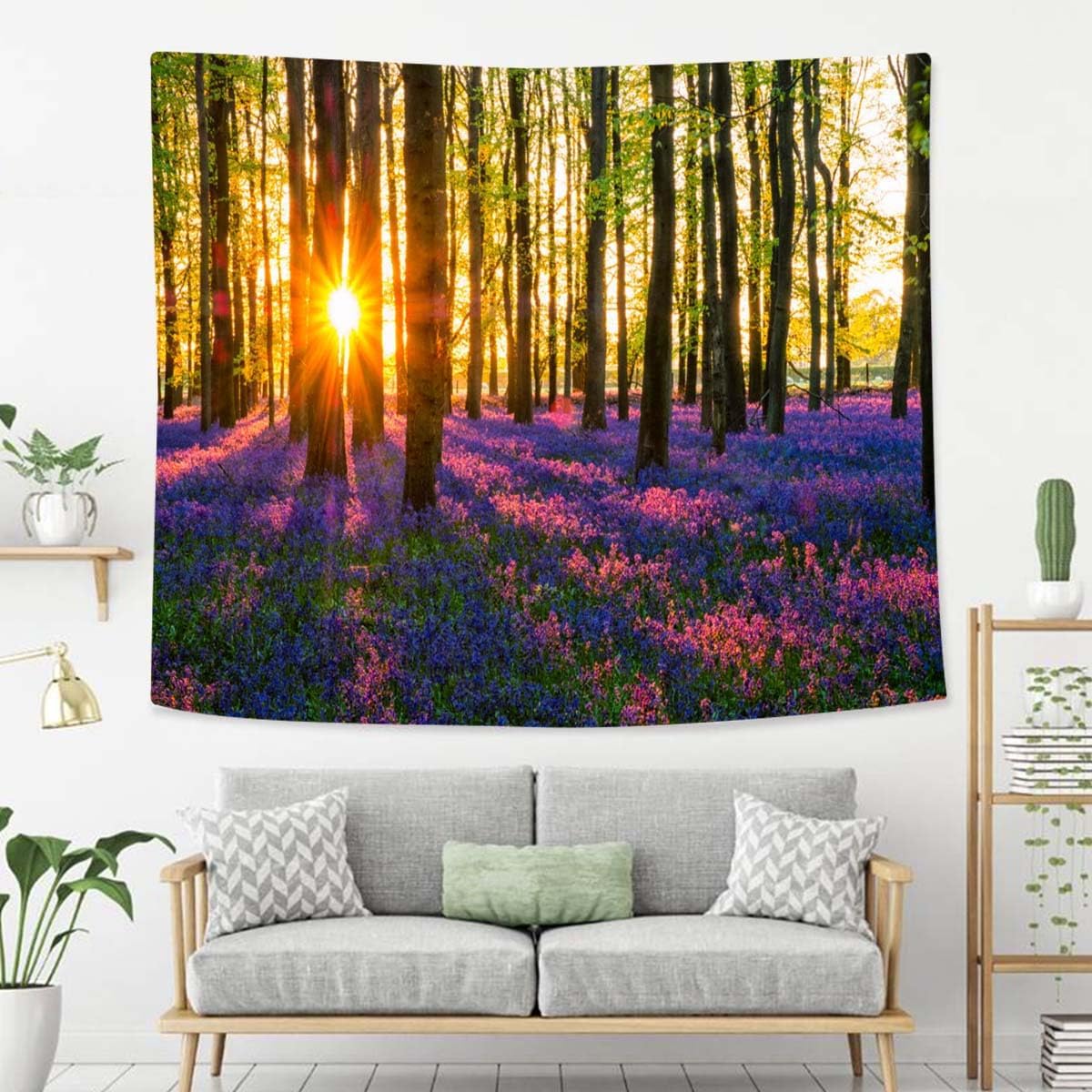 Nature And Landscape Tapestry For Bedroom Sun Evening Sun Bluebell Wood Tapestries Wall Hanging For