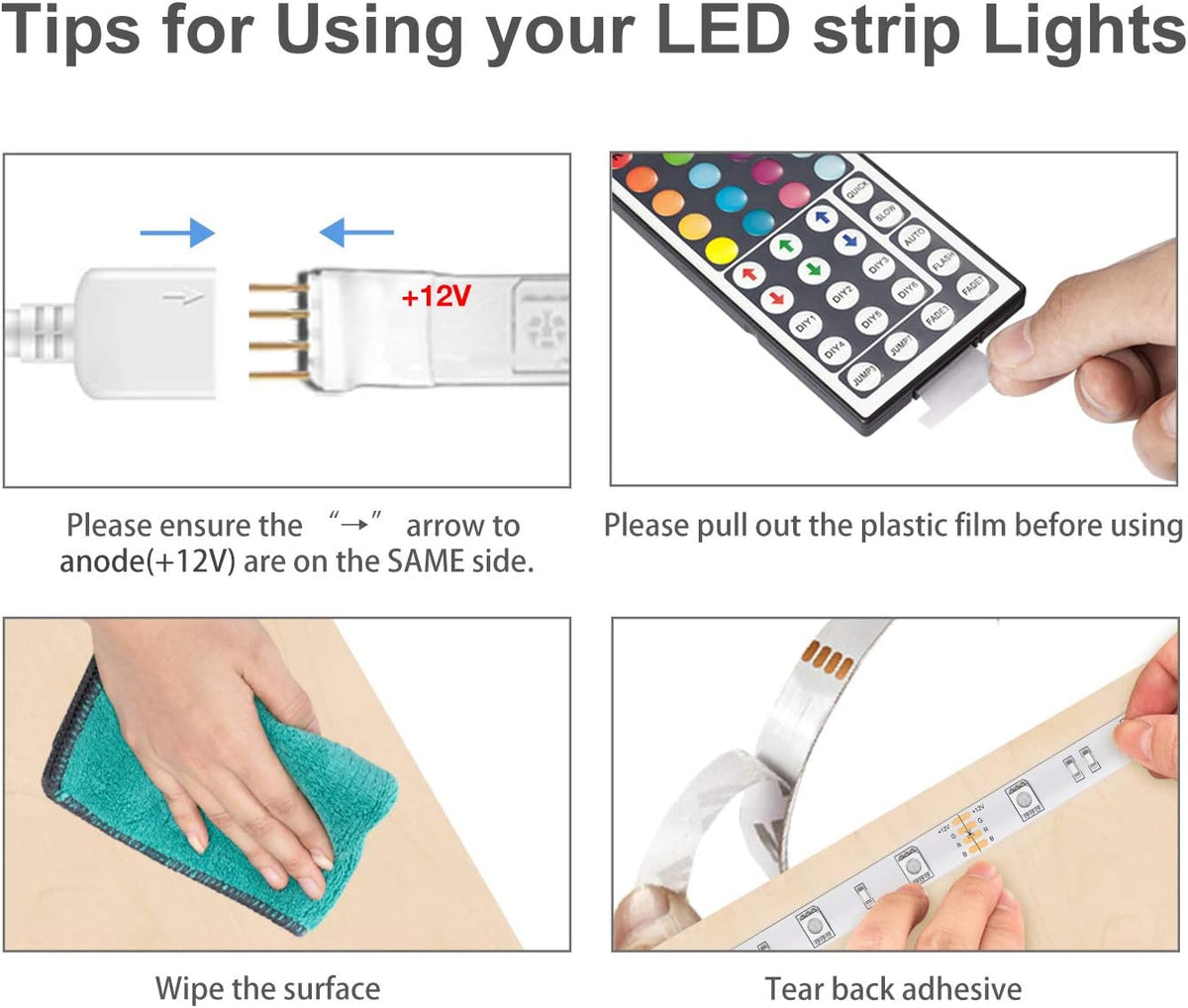 DAYBETTER Led Strip Lights 32.8 ft RGB Color Changing Lights Strip for Bedroom, Desk, Home