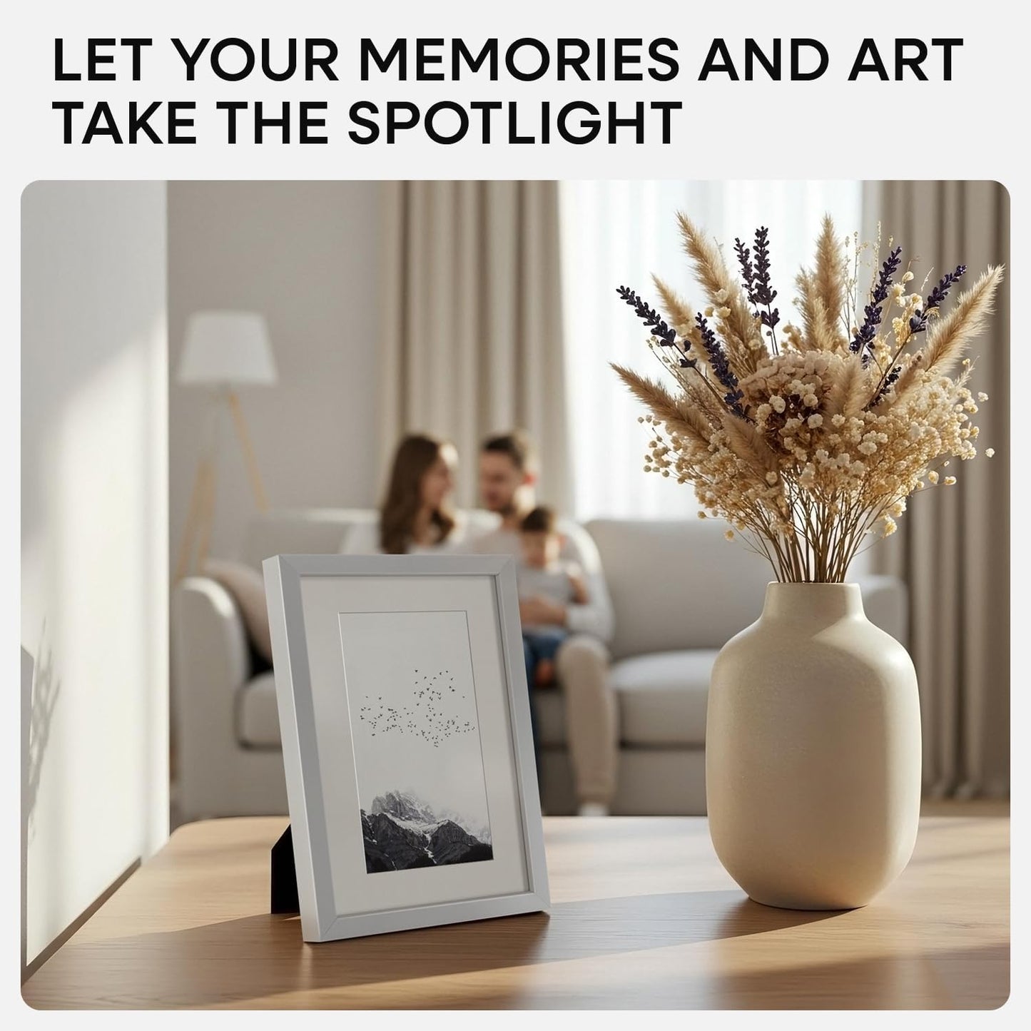 Homeforia 4x6 Picture Frame Silver, High End Metal 4 x 6 Silver Frames with Mat 3 x 5 Print, 4by6