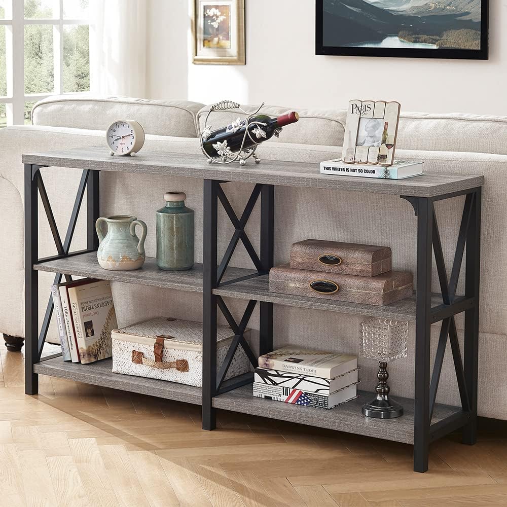 LVB Farmhouse Sofa Table, Rustic Console Table for Living Room, Entryway Table with Storage