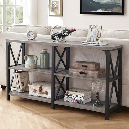 LVB Farmhouse Sofa Table, Rustic Console Table for Living Room, Entryway Table with Storage