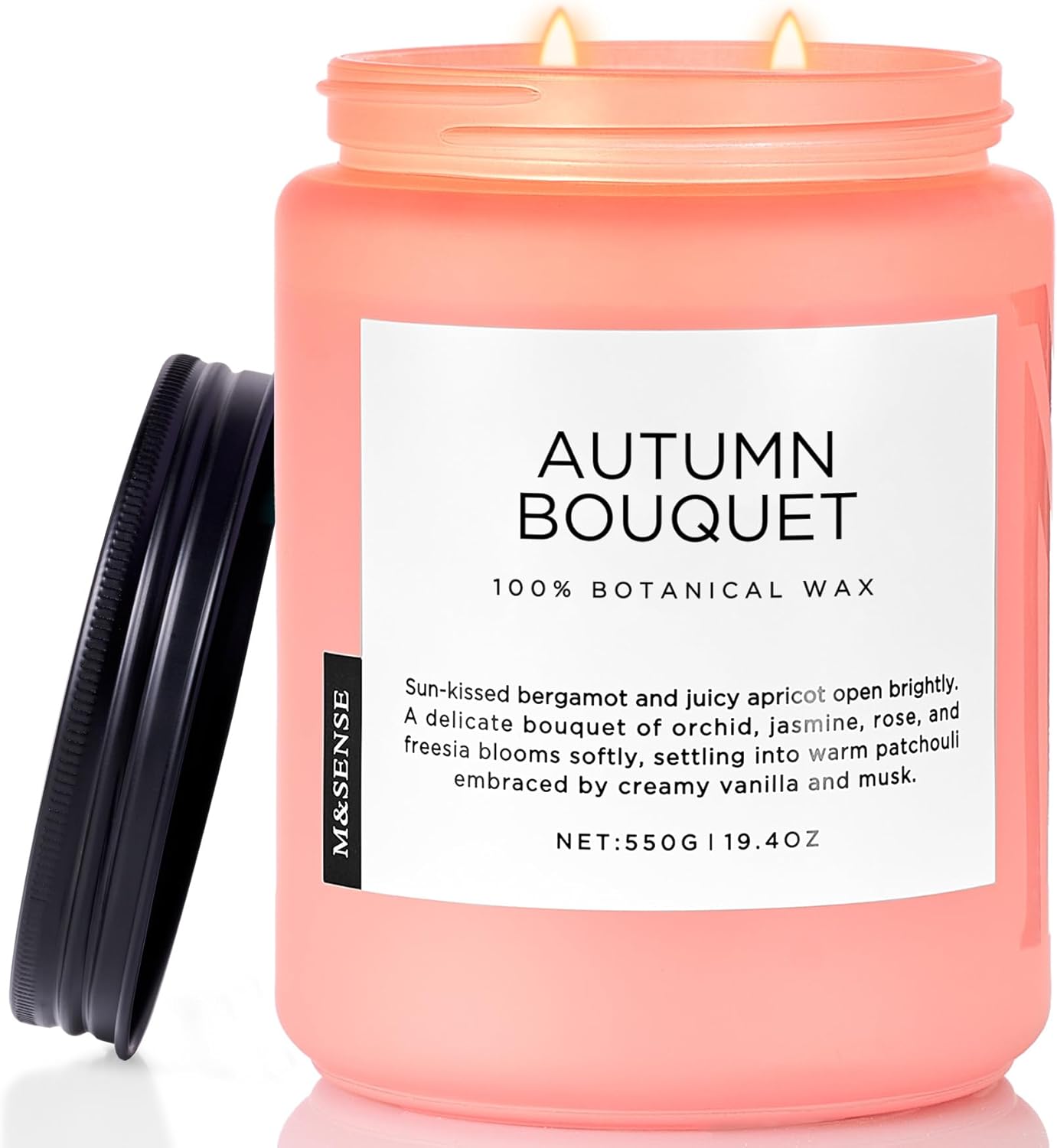 M&SENSE Fall Candle Autumn Wreath Scented, Large 19.4oz Natural Soy Wax 110 Hours Burn Time Clean