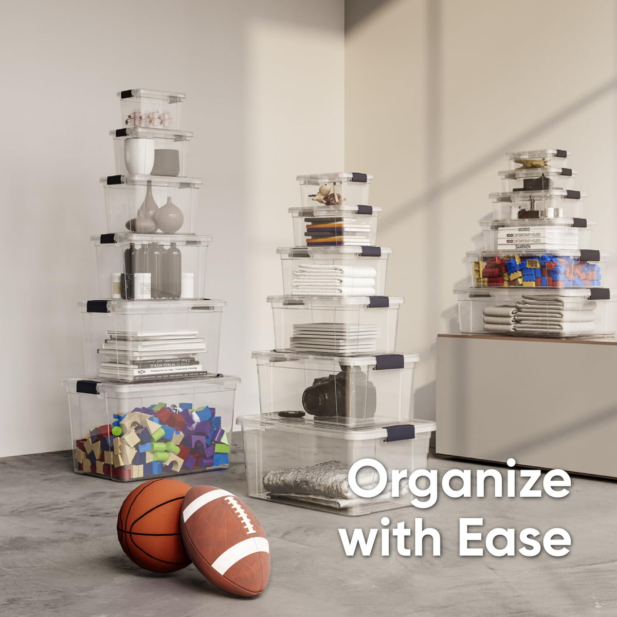 Superio Small Clear Storage Boxes with Lids, 11 Quart Plastic Container Bins for Organizing