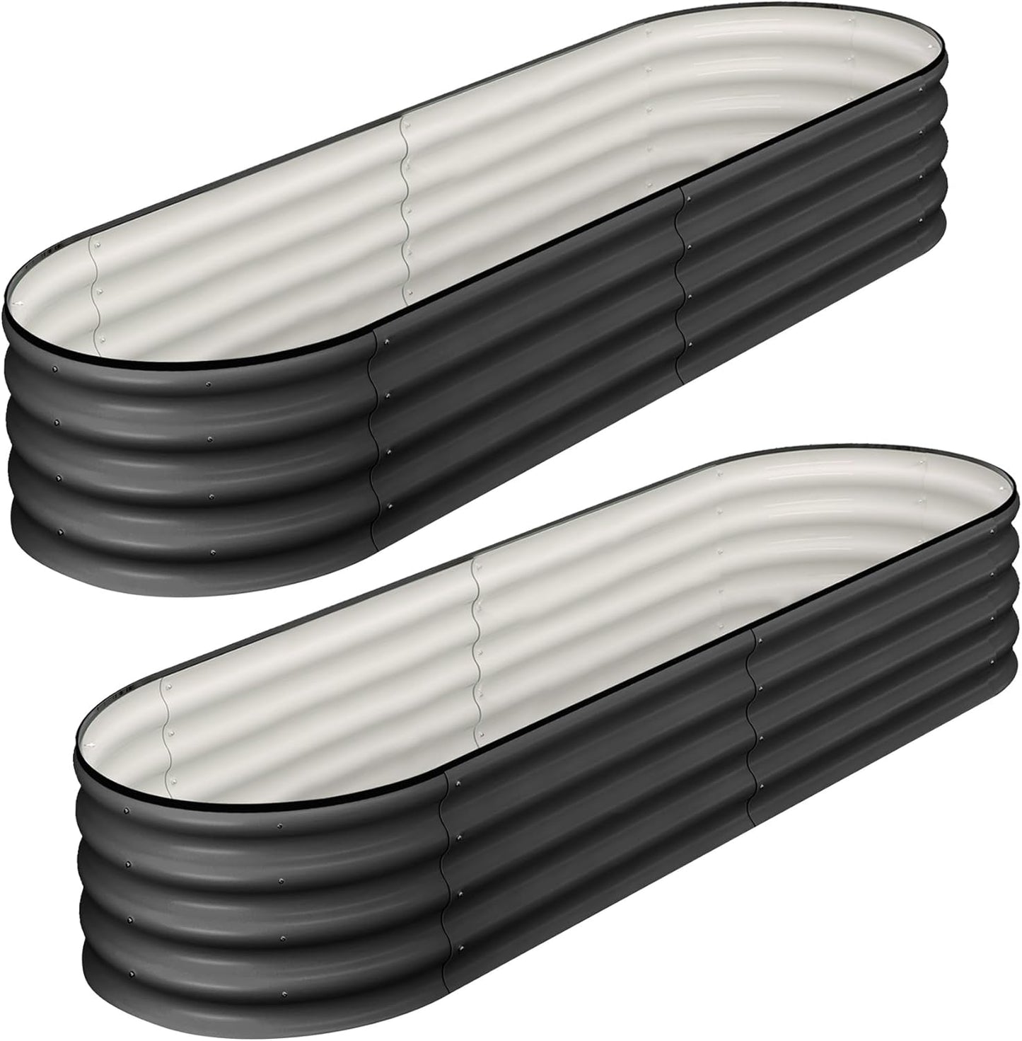 2 Pcs 4.5x2x1ft Oval Raised Garden Bed, Galvanized Raised Beds,Open-Ended Base Metal Raised Planter