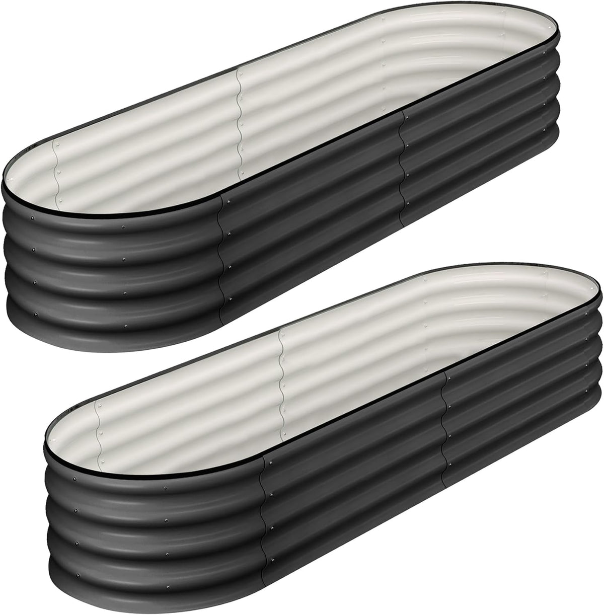 2 Pcs 4.5x2x1ft Oval Raised Garden Bed, Galvanized Raised Beds,Open-Ended Base Metal Raised Planter