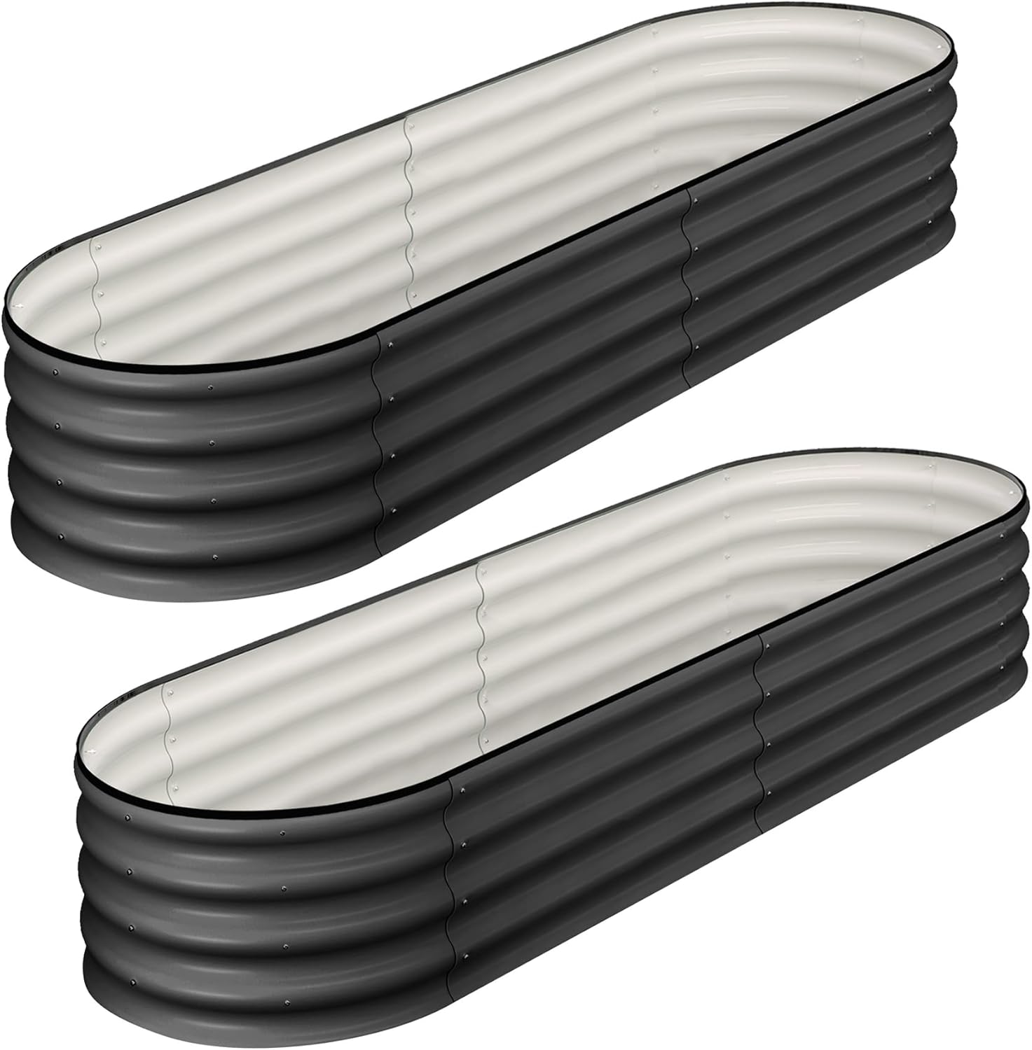 2 Pcs 4.5x2x1.5ft Oval Raised Garden Bed,Galvanized Raised Beds,Open-Ended Base Metal Raised