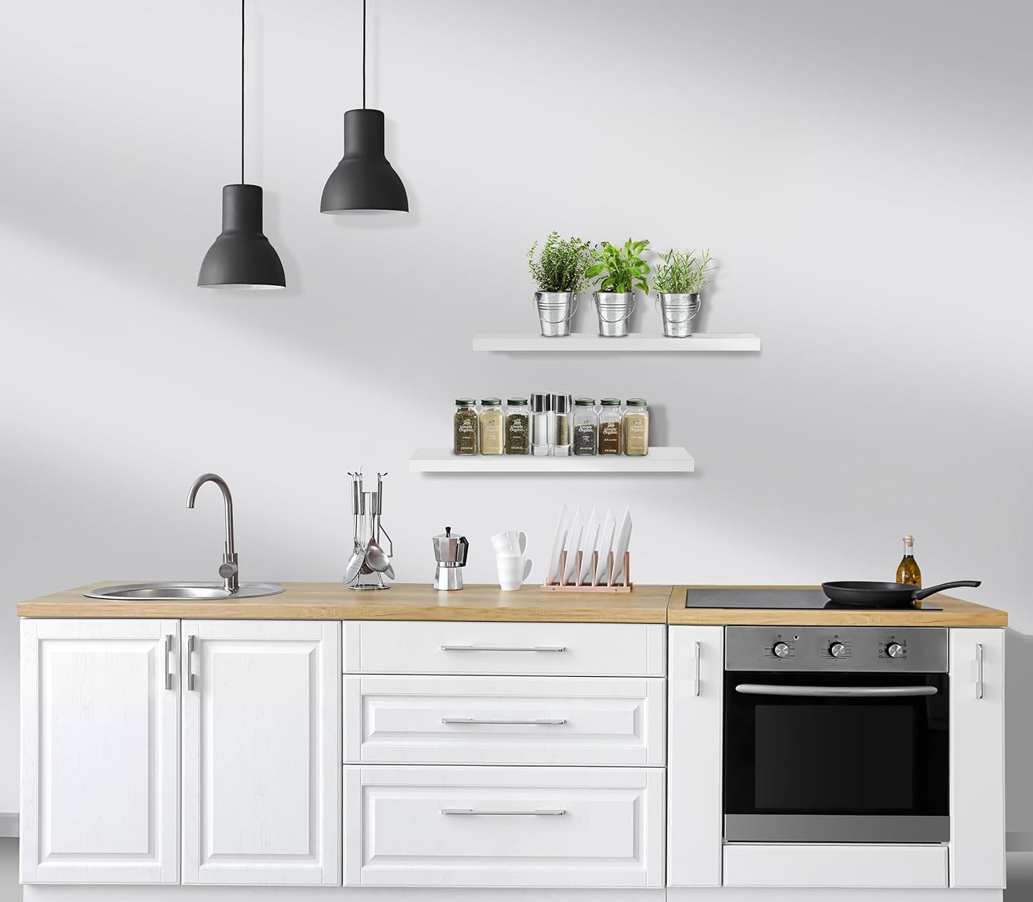 Sorbus Floating Shelves for Wall - 24" Bathroom Shelves, Wall Decor for Bedroom, Kitchen, Living