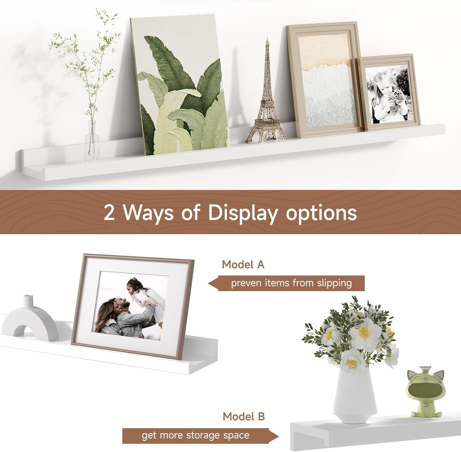 Picture Ledge Shelf for Wall, Floating Shelves Set of 4, 36 Inch Long Nursery Book Shelves for Toys