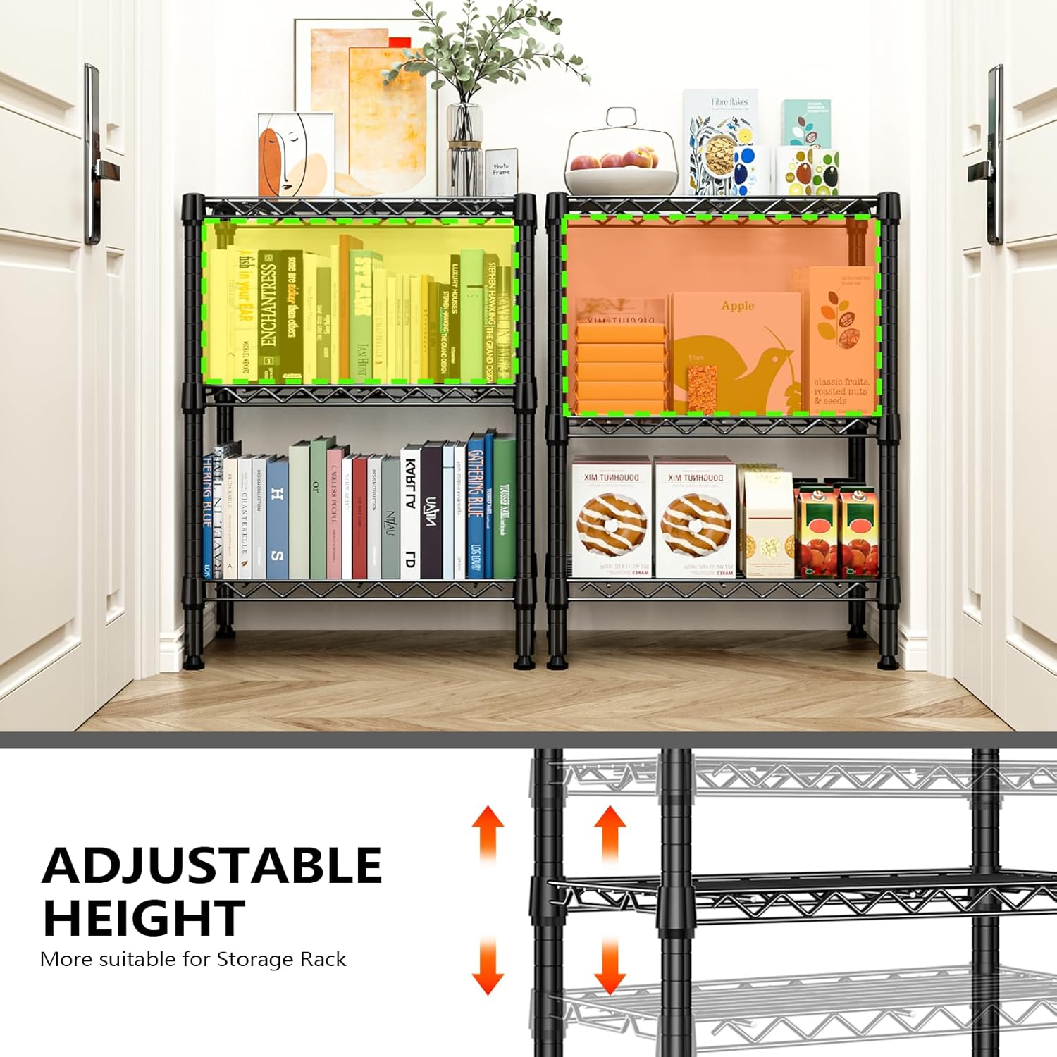 750 lbs 3 Tier Shelf Metal Storage Shelves Wire Rack Closet Organizers with PP Board for Garage