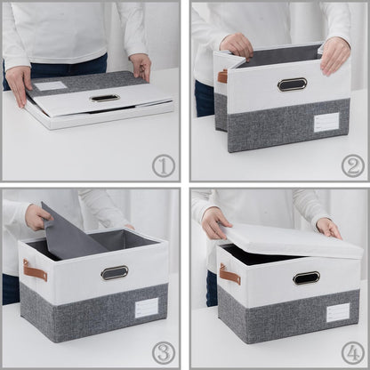 PRANDOM Foldable Storage Bins with Lids [3-Pack] Fabric Collapsible Storage Boxes Baskets Cubes
