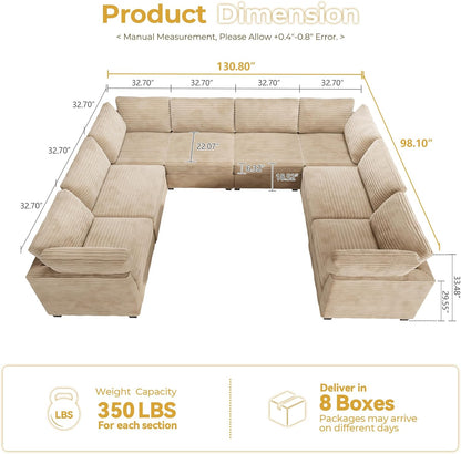HOOOWOOO Modular Sectional Sofa,8 Pieces Sectional Couches for Living Room,131X98 L Shaped Cloud