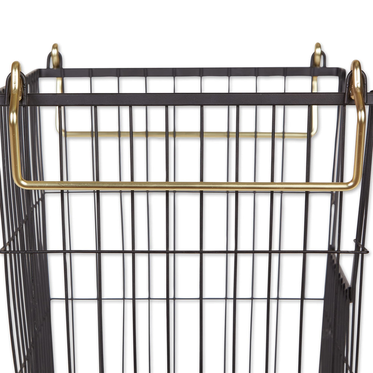 DII Metal Wire Utility Storage Bin, Large Rectangle, 13x10x11", Black/Gold