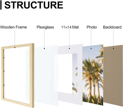 Vittanly 12x16 Picture Frames Set of 9, Shatter Resistant Plexiglass, Display 11x14 Pictures with