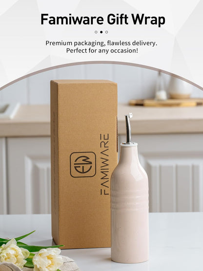 famiware Jupiter 16oz Ceramic Olive Oil Dispenser Bottle, Olive Oil and Vinegar Dispenser Bottle