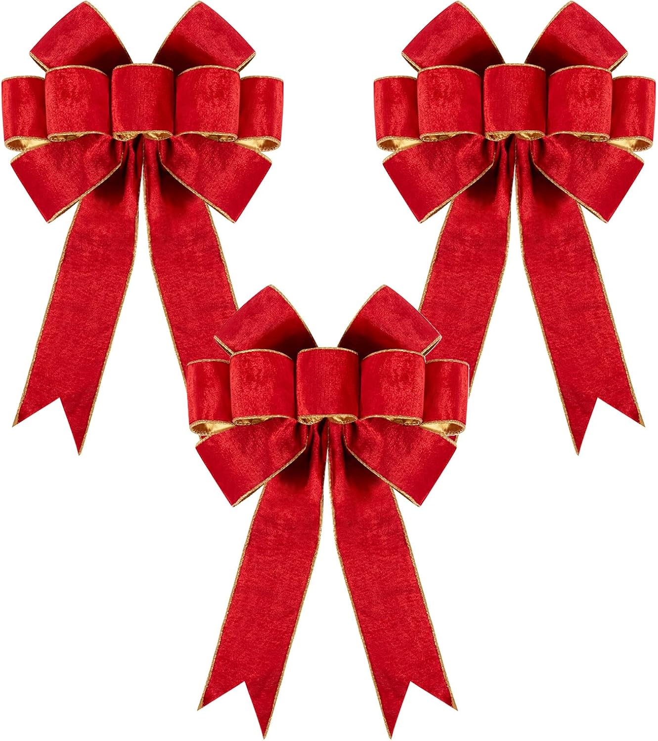 3pcs Large Christmas Bows Velvet Red Bows Holiday Red Christmas Bows Decorations for Wreath Velvet