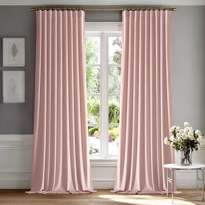 MIULEE Baby Pink Velvet Curtains 96 inches 2 Panels - Luxury Room Darkening Window Drapes for