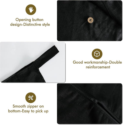 Linen Hanging Laundry Bag, 100% Linen Over The Door Laundry Hamper with Buttons and Zipper, Space