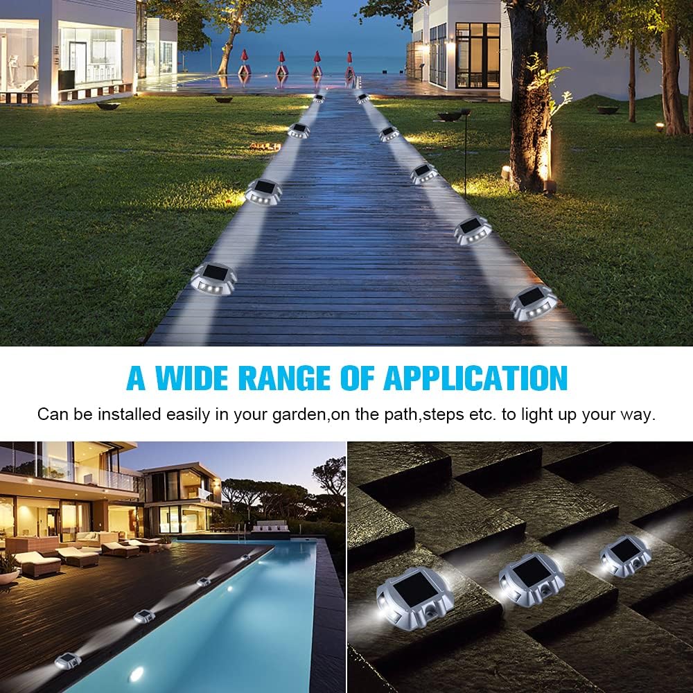 VOLISUN Solar Deck & Driveway Lights, 8-Pack Led IP67 Waterproof Outdoor Warning Step Lights for