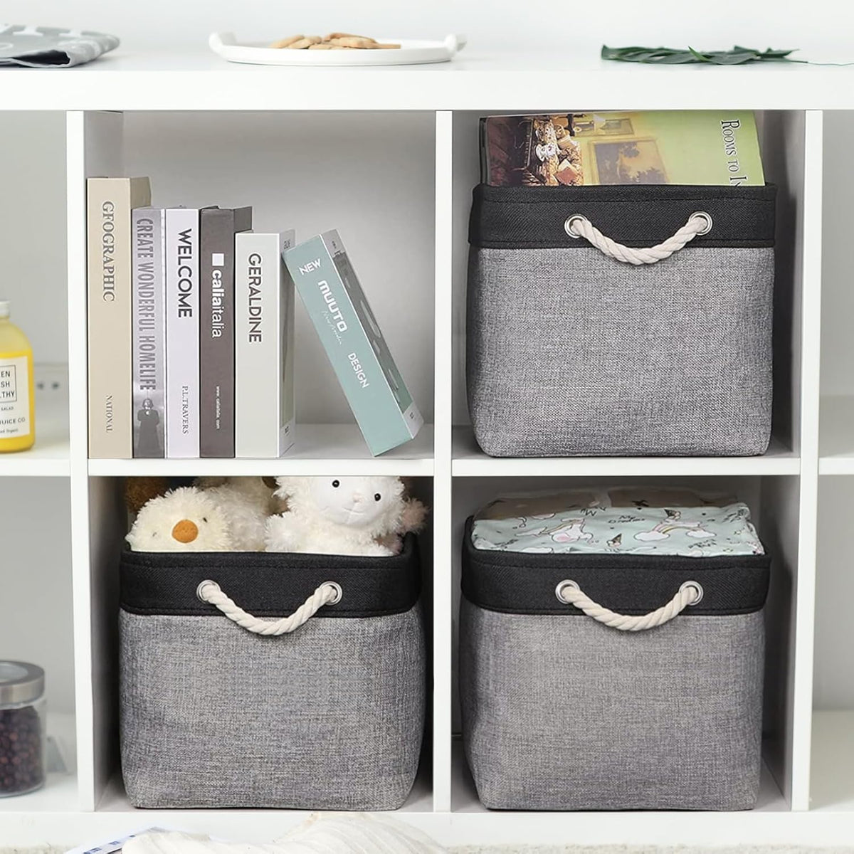 TheWarmHome Storage Basket for Organizing - 16x12x12 inch Cube Storage bin 3 Pack Fabric Storage