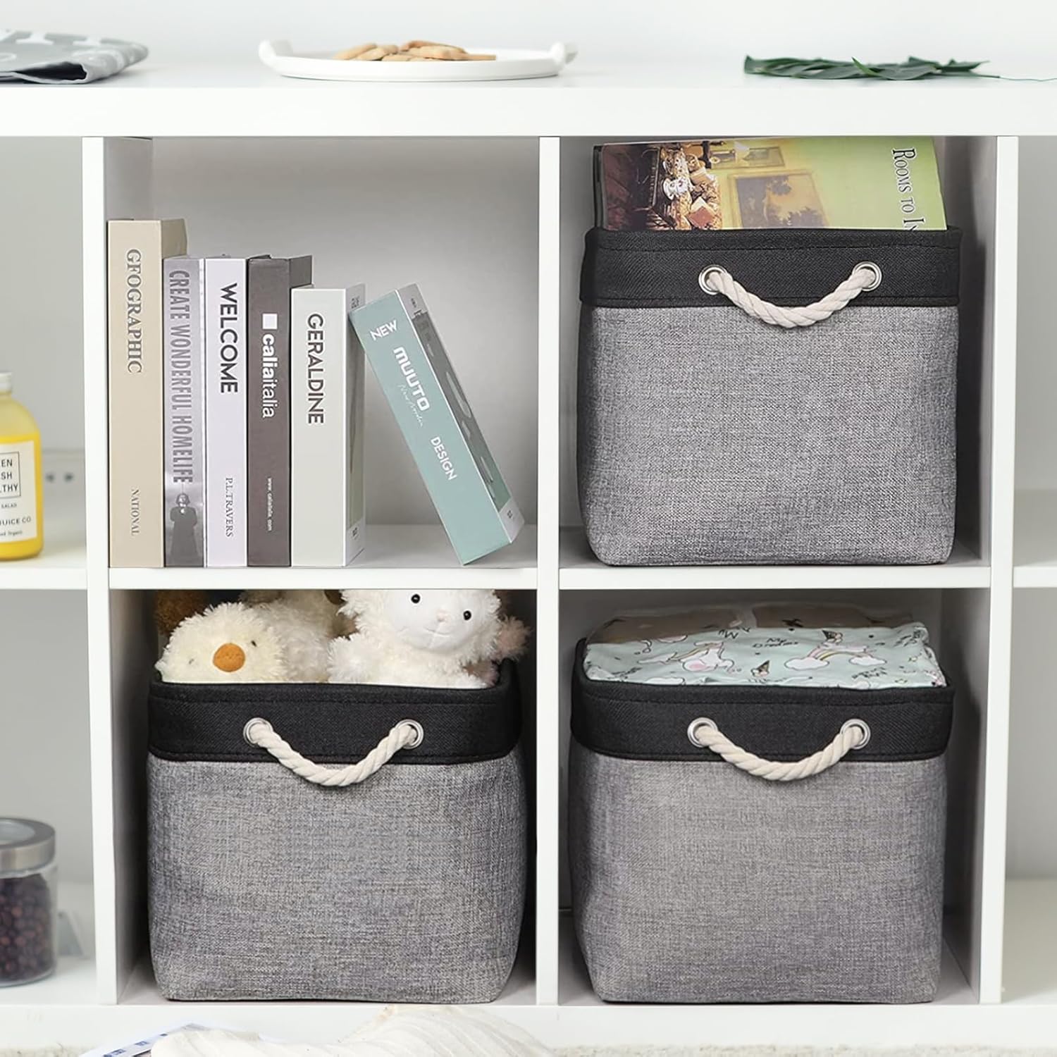TheWarmHome Storage Basket for Organizing - 16x12x12 inch Cube Storage bin 3 Pack Fabric Storage