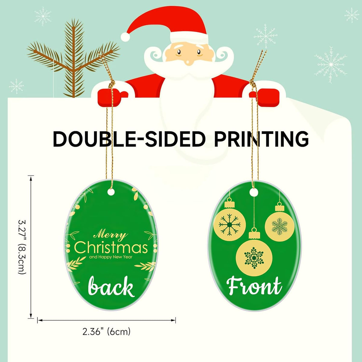 Personalized Christmas Ornaments 2025 Ceramic Custom Picture Text Hanging Ornament Customized