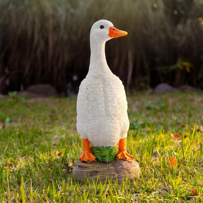 Elenon Goose Statue Garden Decorative, 11 inch High Adorable Flower Bed Outdoor Decor, Yard Patio