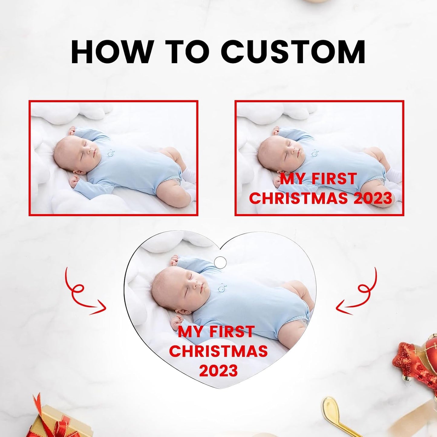 Personalized Christmas Ornaments 2025 - Custom Photo Ornament Customized Xmas Wood Ornament Gift